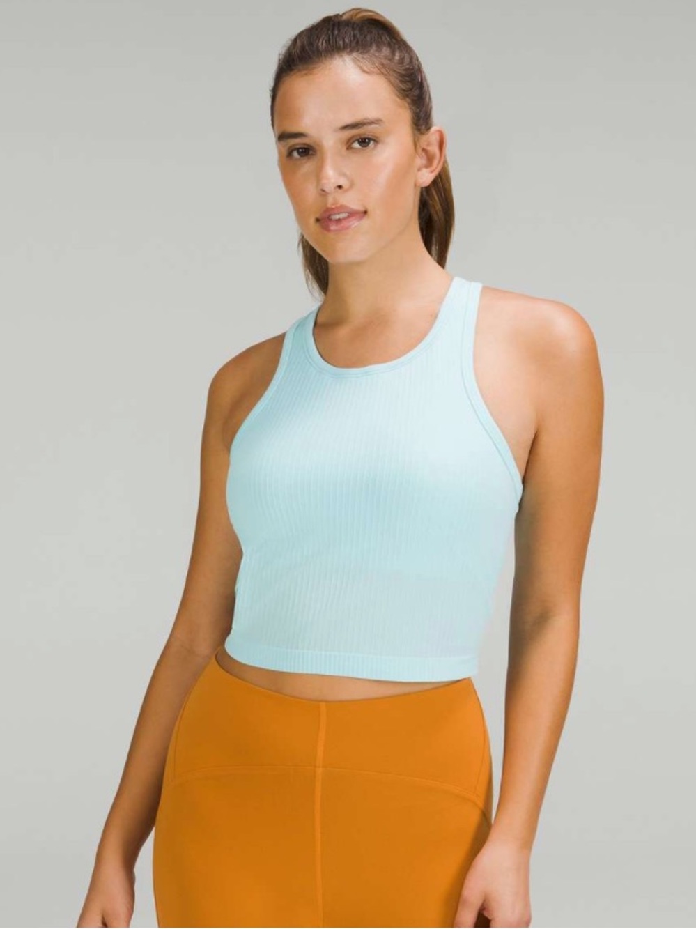 Lululemon Ebb to Street Cropped Racerback Tank Top Icing Blue Size 8